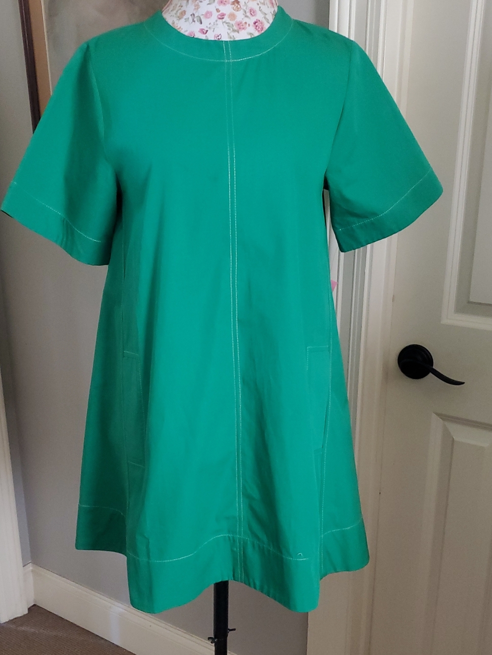 Maeve by Anthropologie Green Contrast Stitch Pocket Dress XSmall NWT